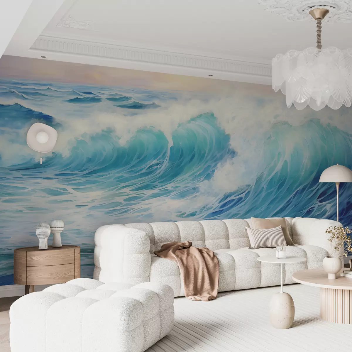murales de pared Pintura al óleo de olas del mar. w08027