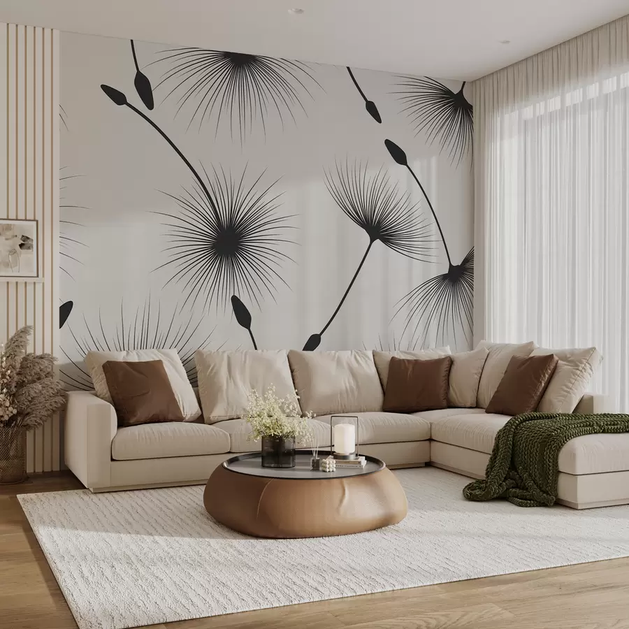 murales de pared Dientes de león en gris gris claro. w07995v3