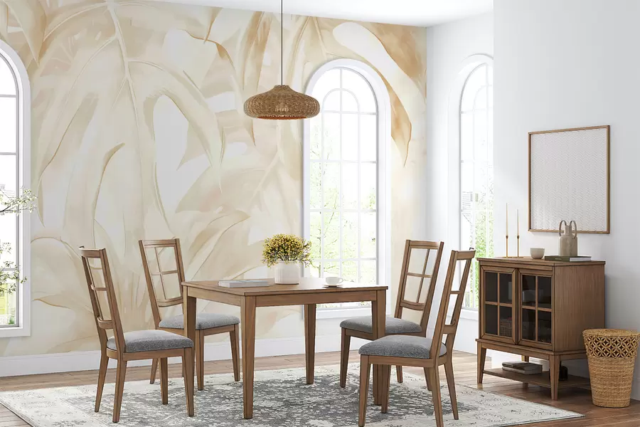 murales de pared hojas color beige w08062