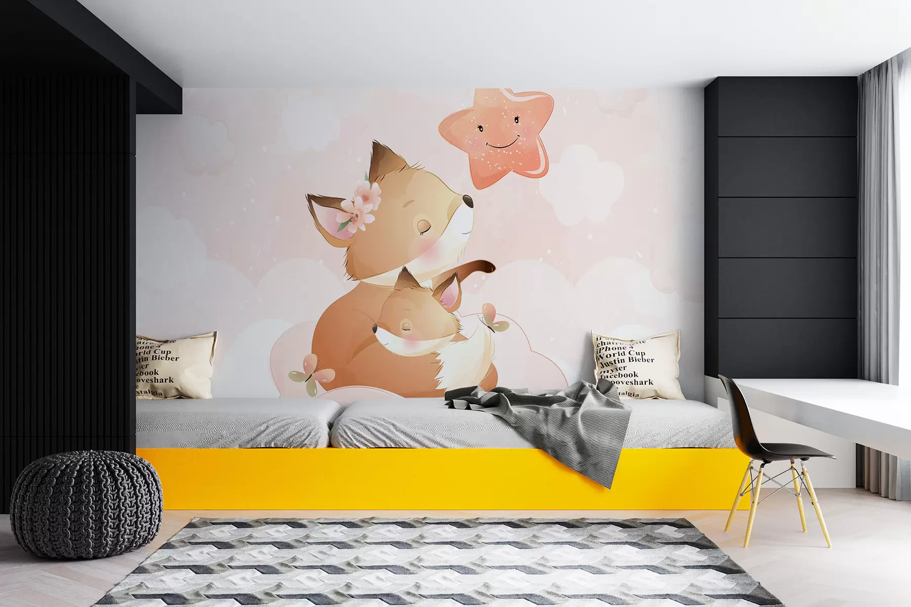 murales de pared Zorro con calvas w08069