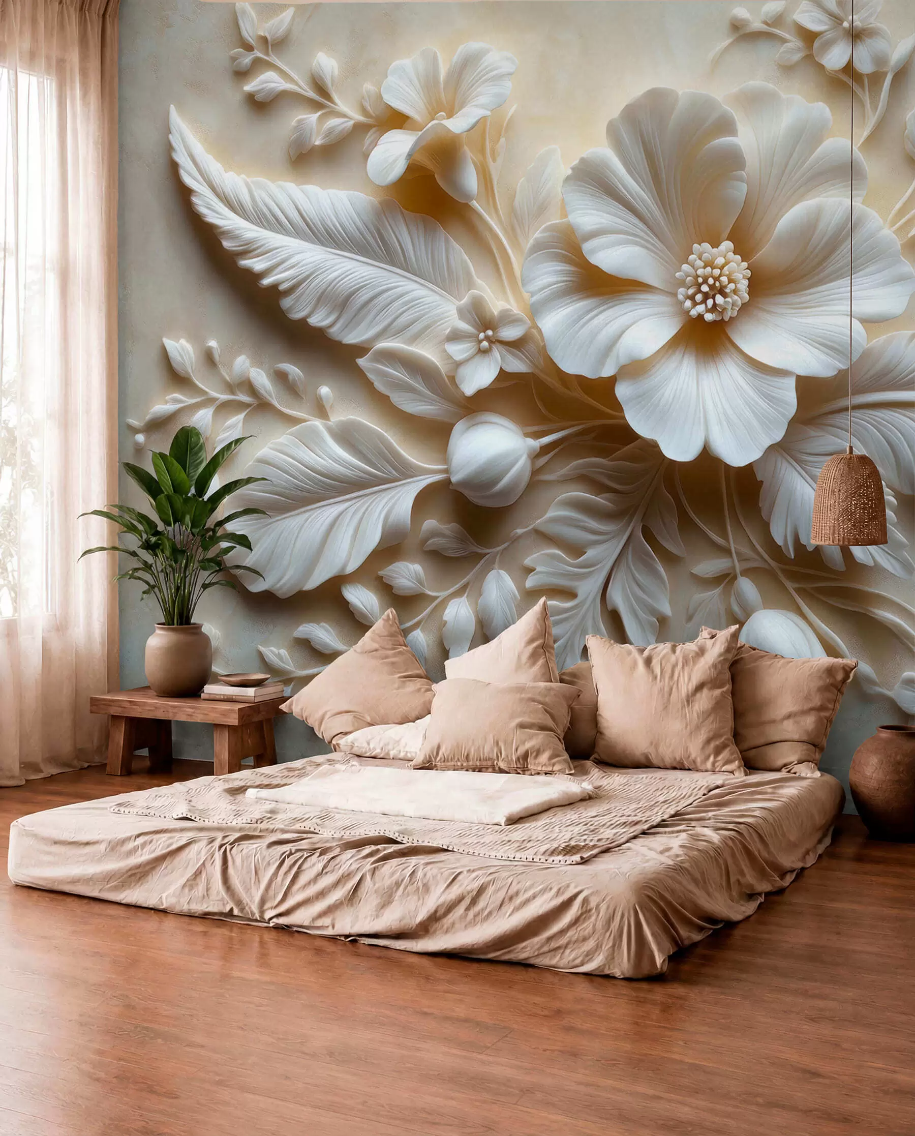 murales de pared Pétalos y plumas esculturales w01340