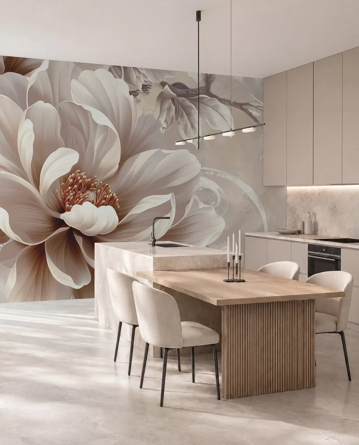 murales de pared Gran flor rosa en una pared grunge w08181
