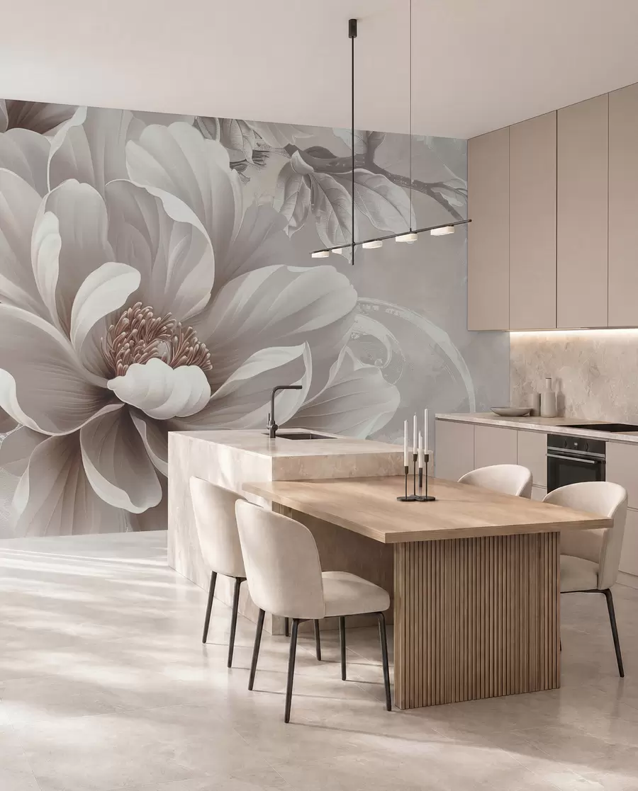murales de pared Flor malva y arabescos w08181v1
