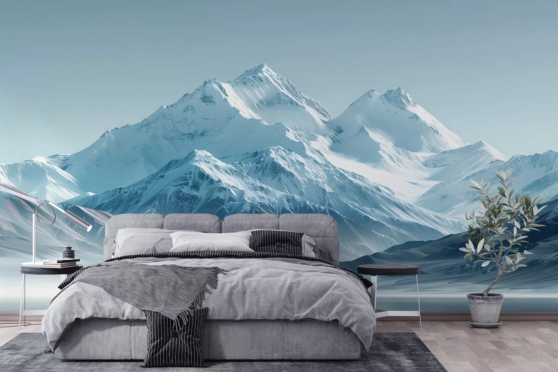 murales de pared Montañas azules de invierno w01390