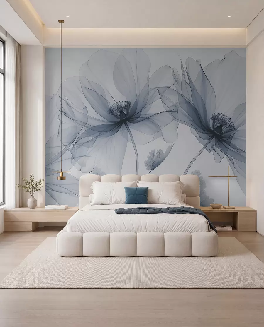 murales de pared Flores azul tinta w01482v1