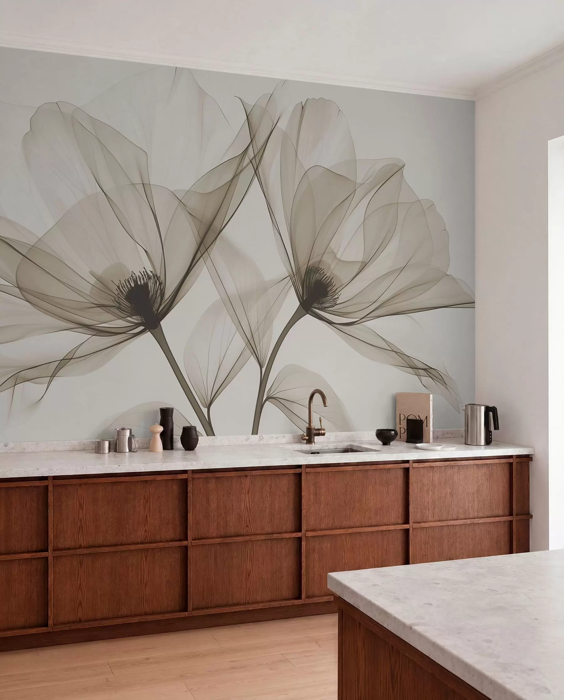 murales de pared Flores azul tinta w01482v1