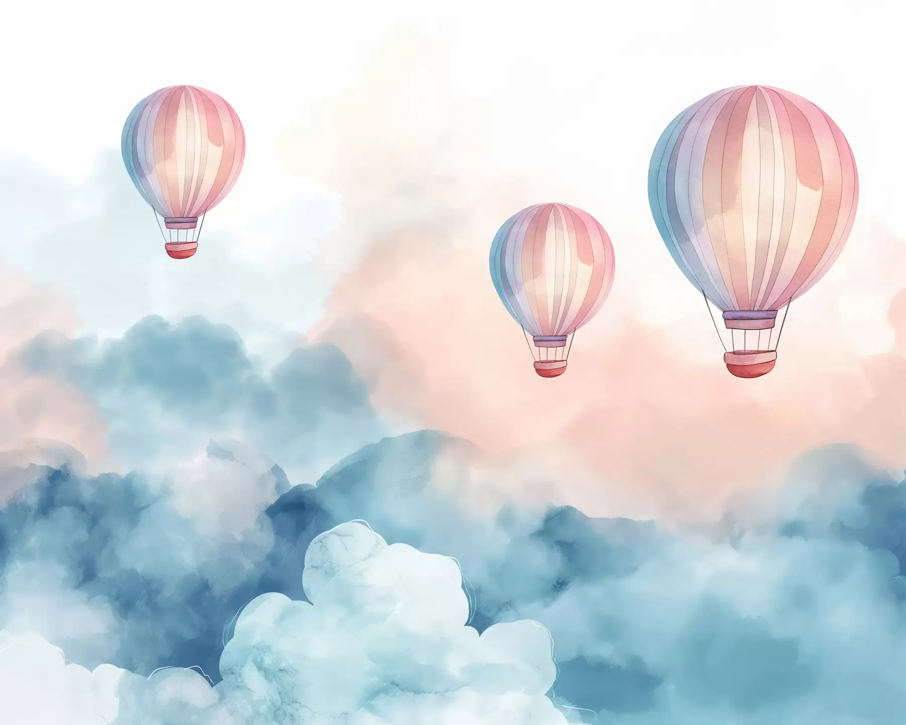 murales de pared Globos de acuarela en las nubes w01011