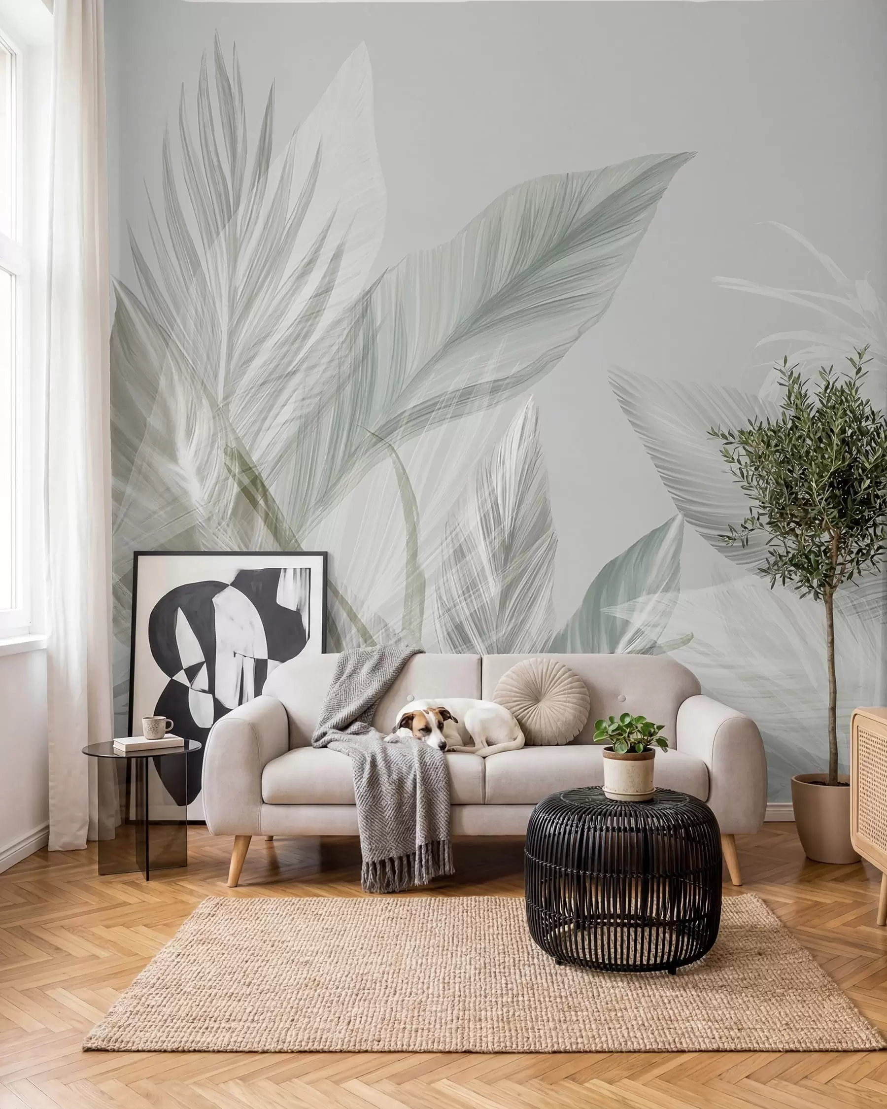 murales de pared Follaje verde plateado w08241
