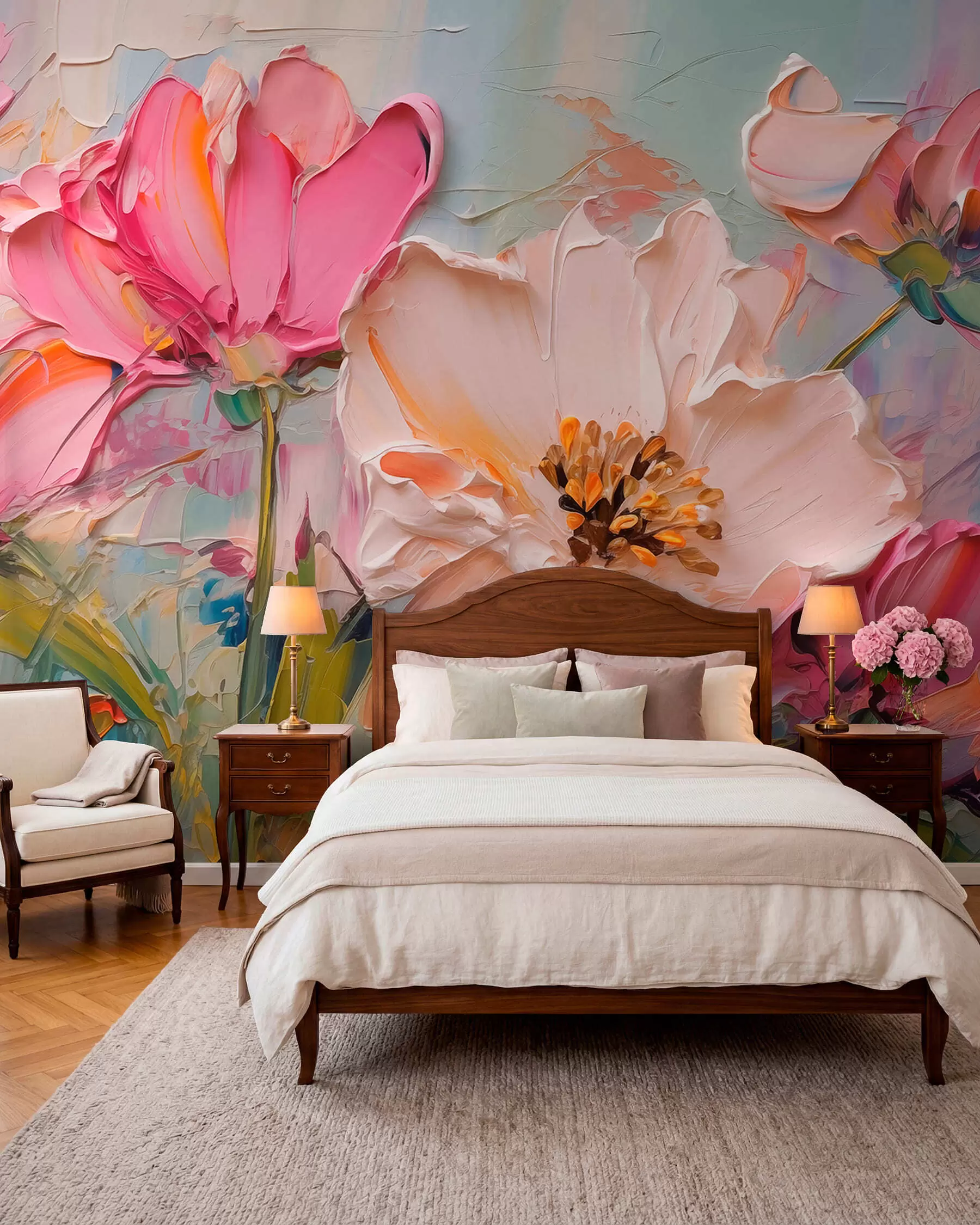 murales de pared Pétalos de rosa intenso w01039