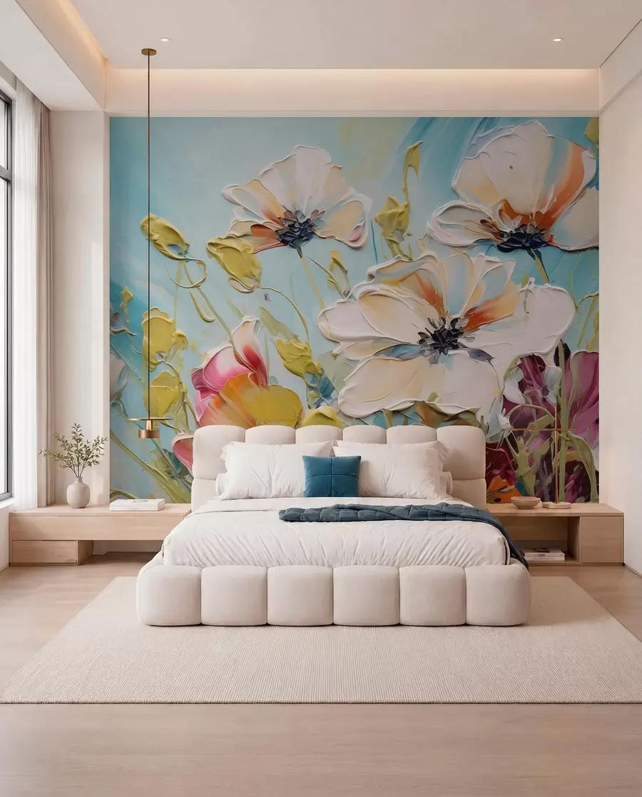 murales de pared Amapolas en trazos de color w01043