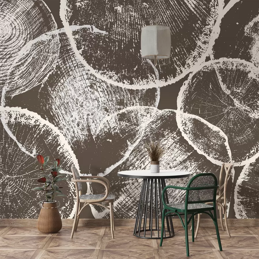 murales de pared Anillos de árboles marrones w01508v1