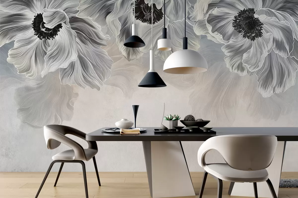 murales de pared grandes flores abstractas w01093