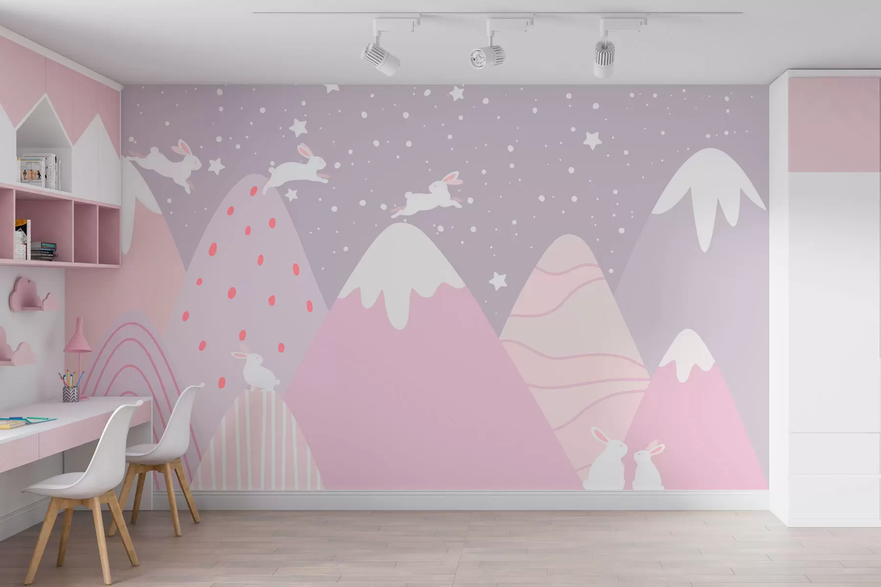 murales de pared Conejitos y montañas mágicas w08294
