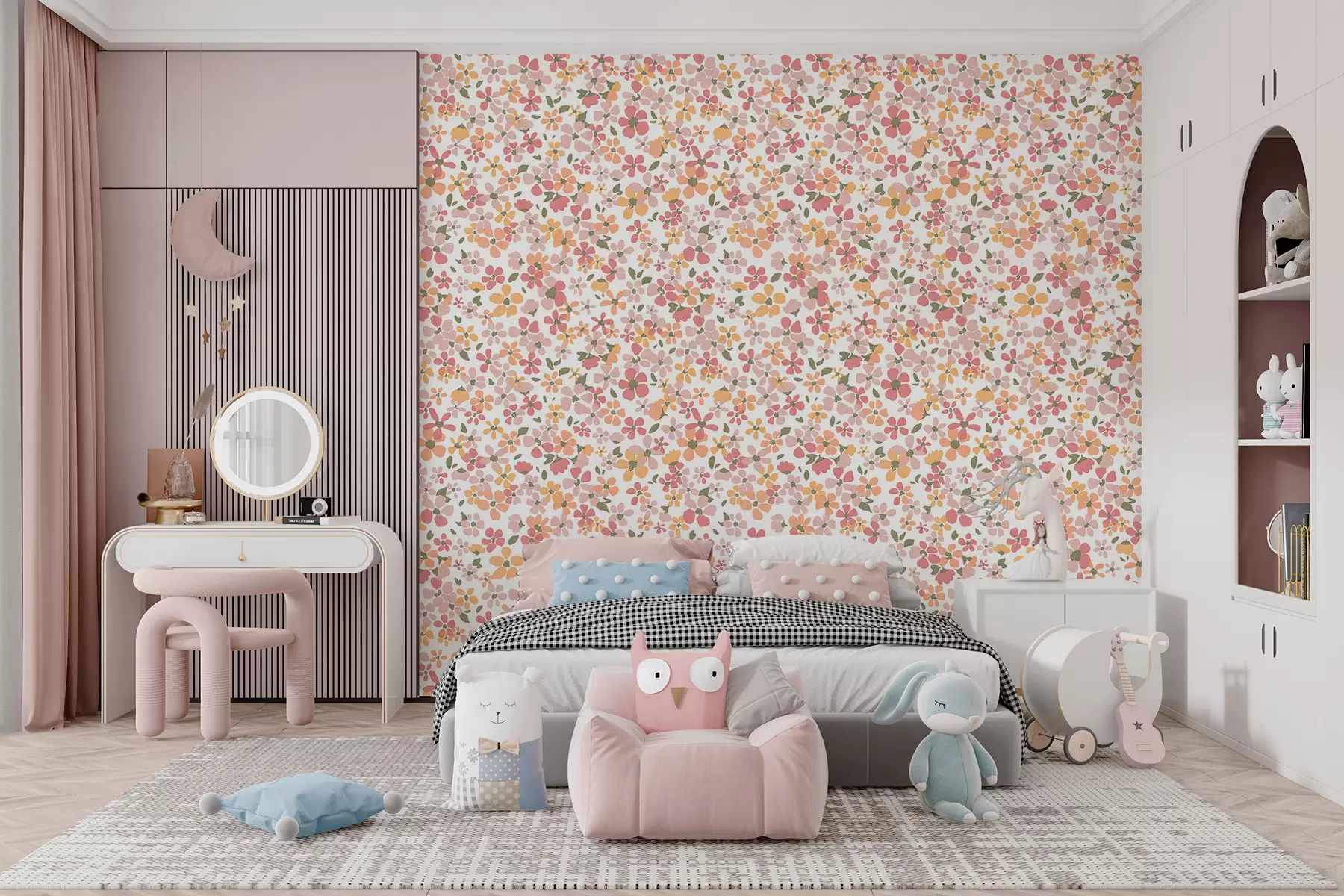 murales de pared Patrón de pequeñas flores de colores w08290
