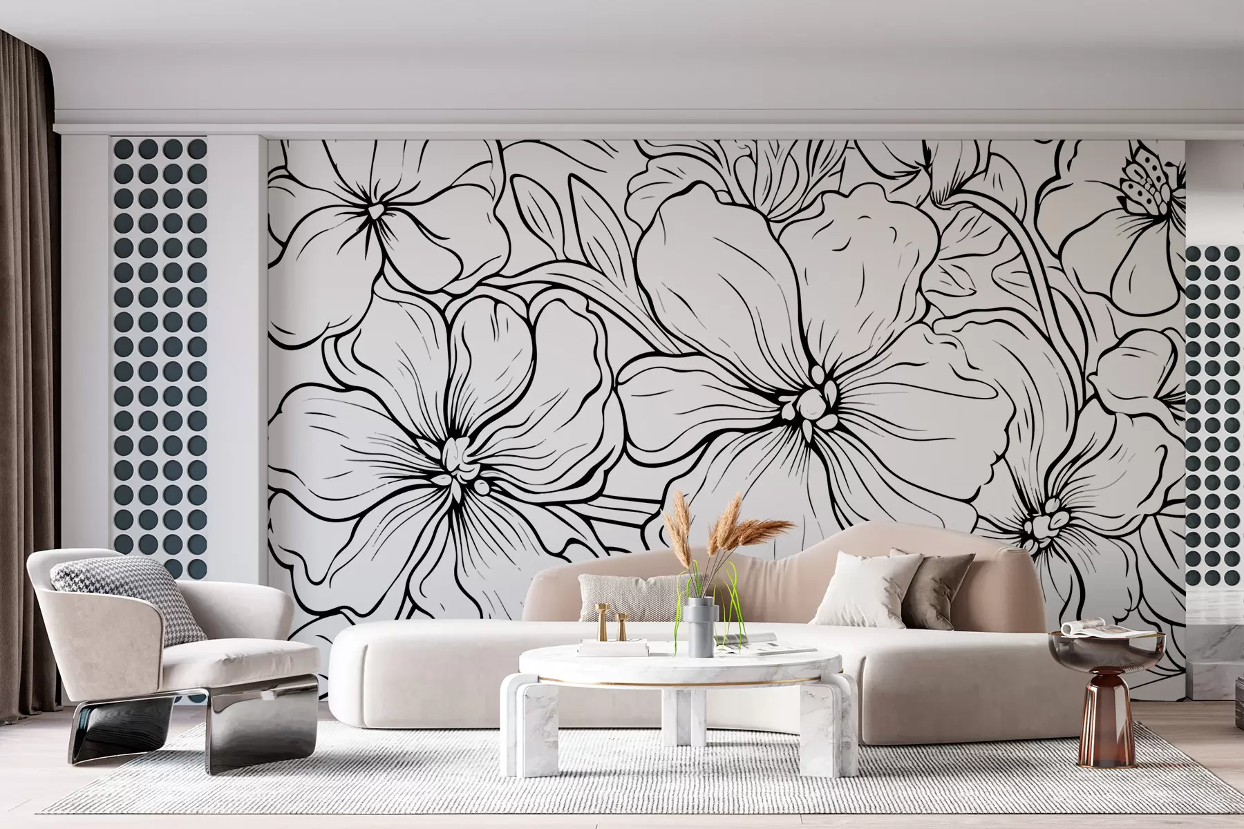 murales de pared Flores en blanco y negro w01110
