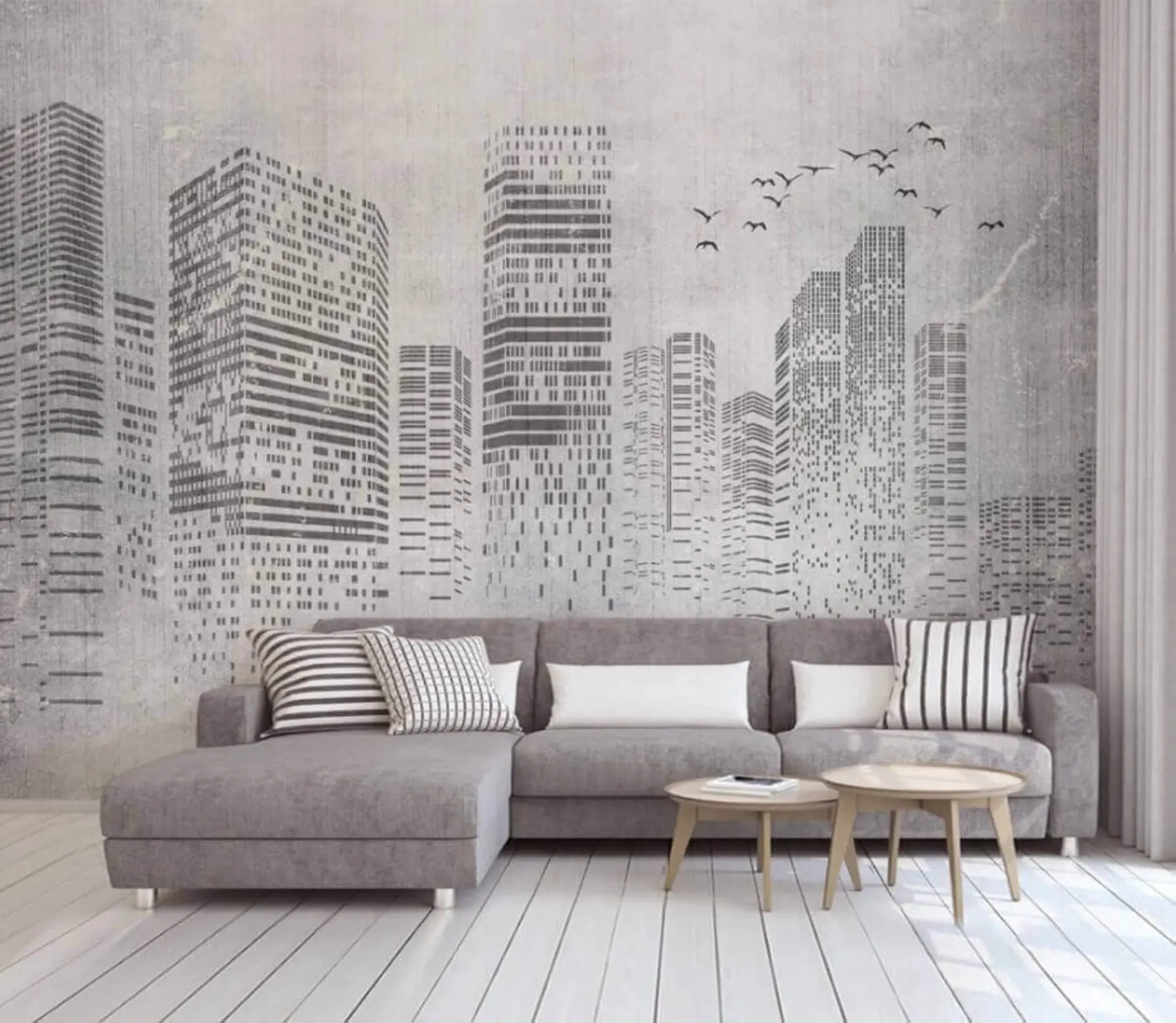 murales de pared Pájaros sobre la ciudad, minimalismo u34725