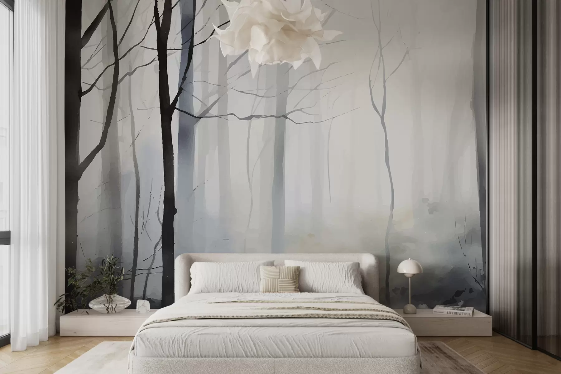 murales de pared Árboles,colores pastel,ternura,niebla w01758