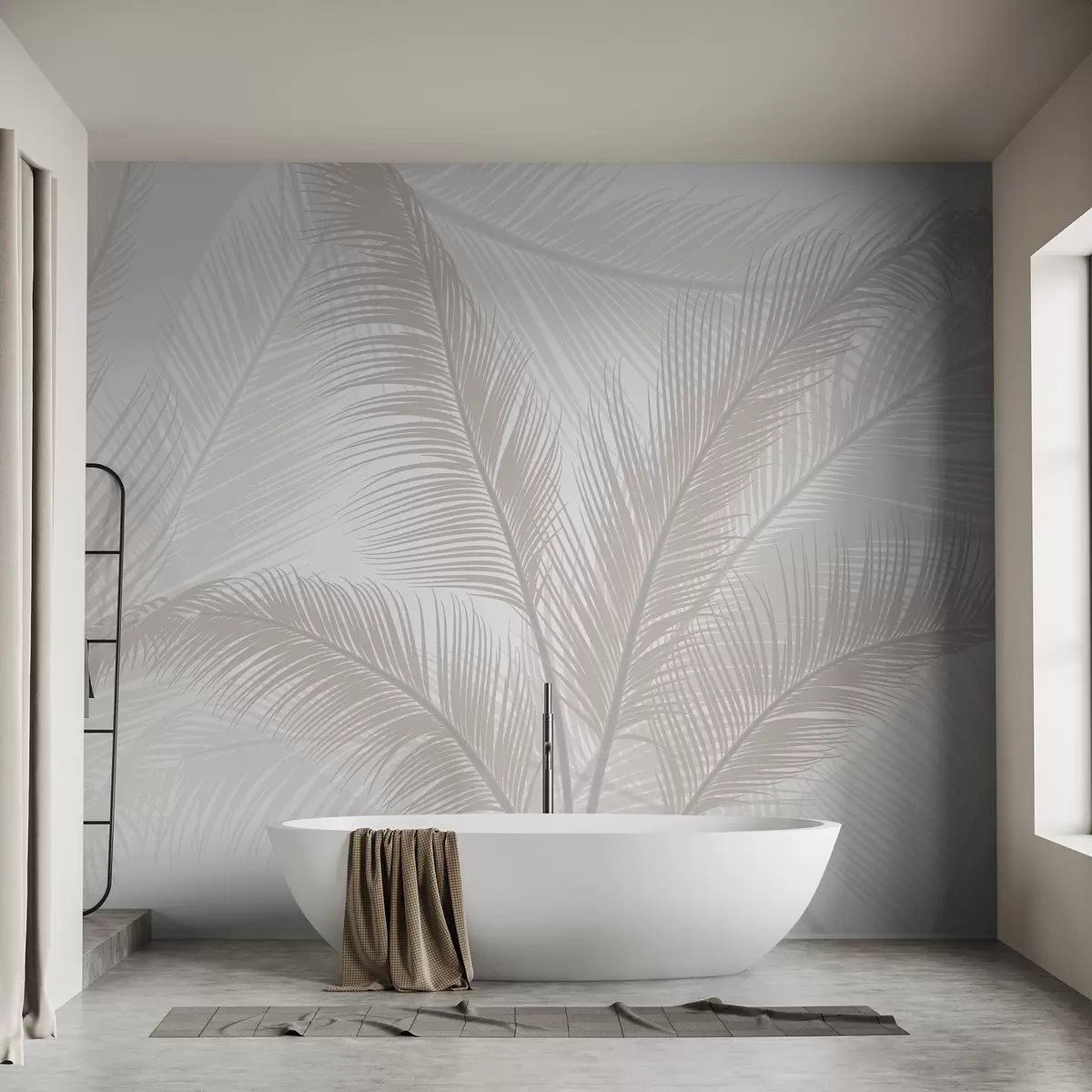 murales de pared Hojas de palmera en tono beige w01759v2