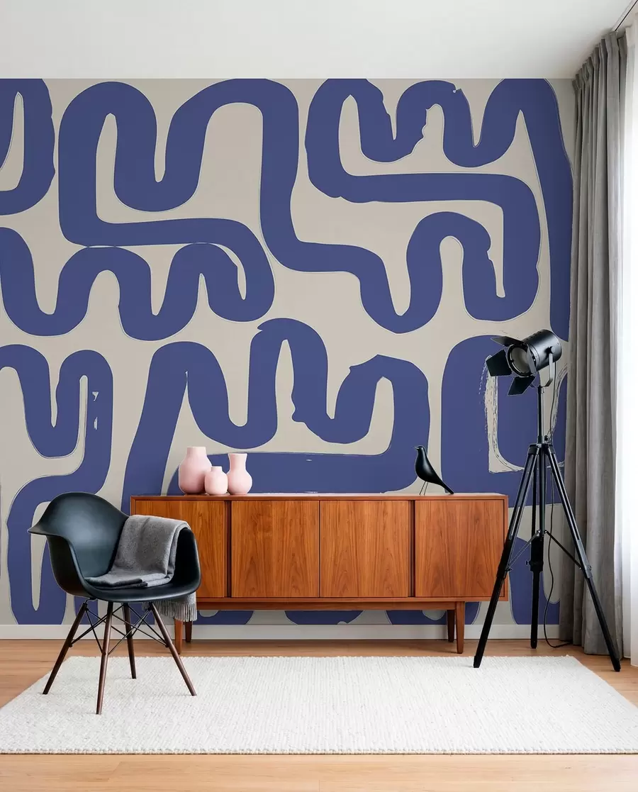 murales de pared Líneas de bobinado azules w01686