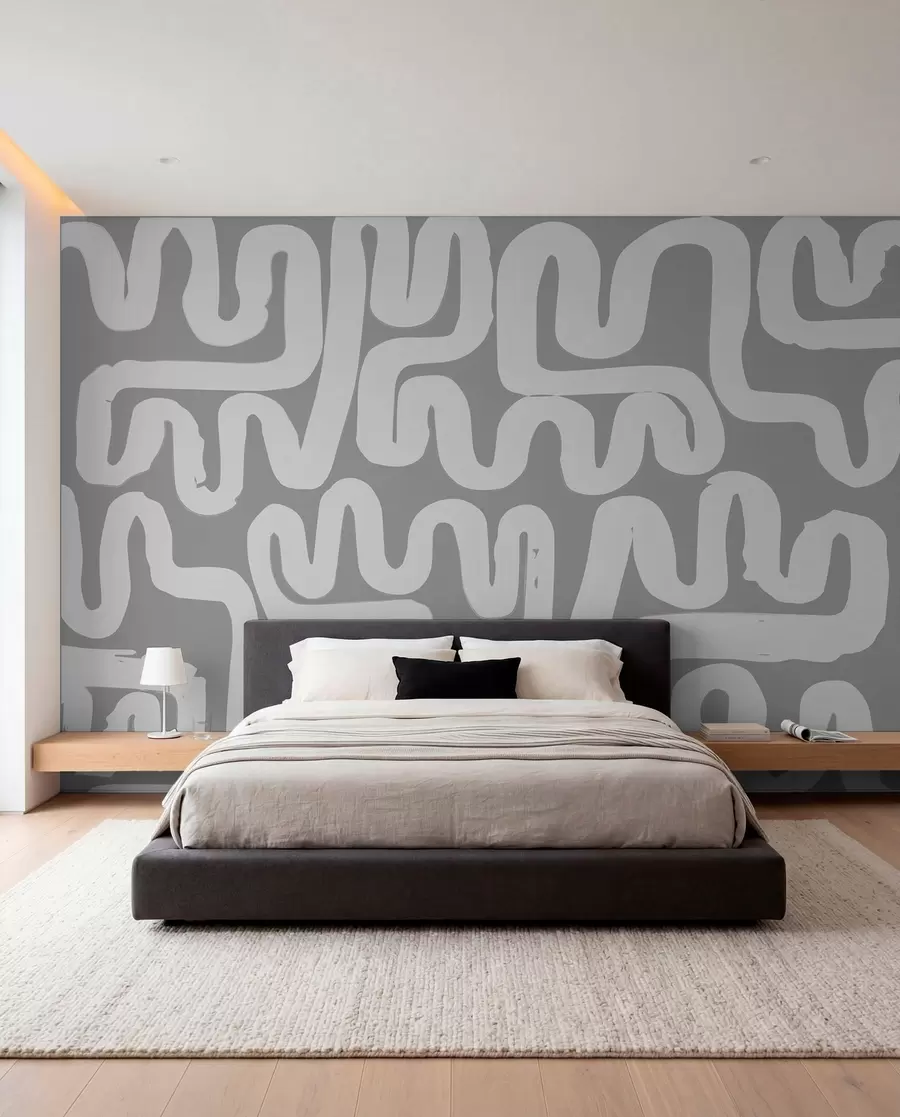 murales de pared Líneas sinuosas en gris w01686v2