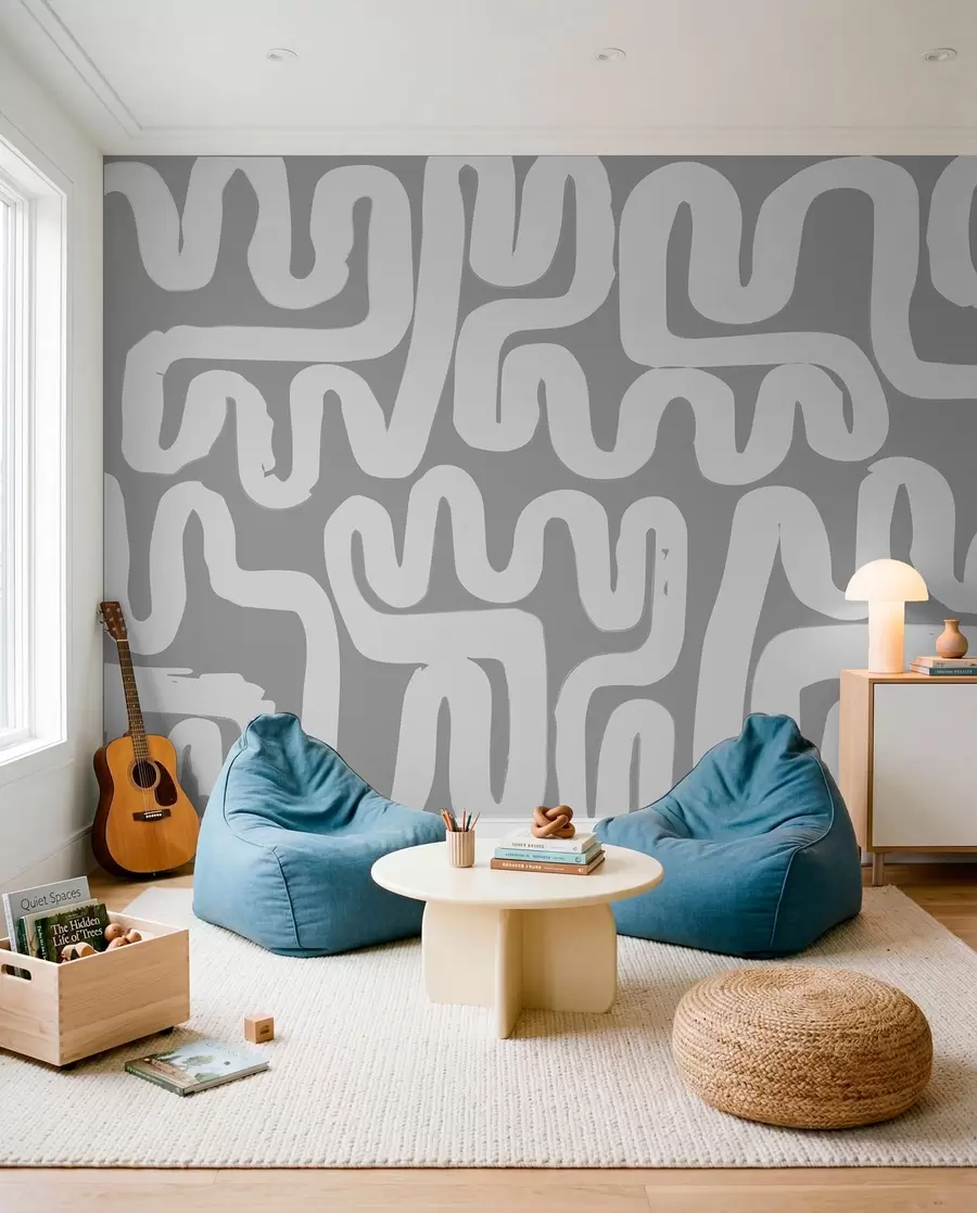 murales de pared Líneas sinuosas en gris w01686v2