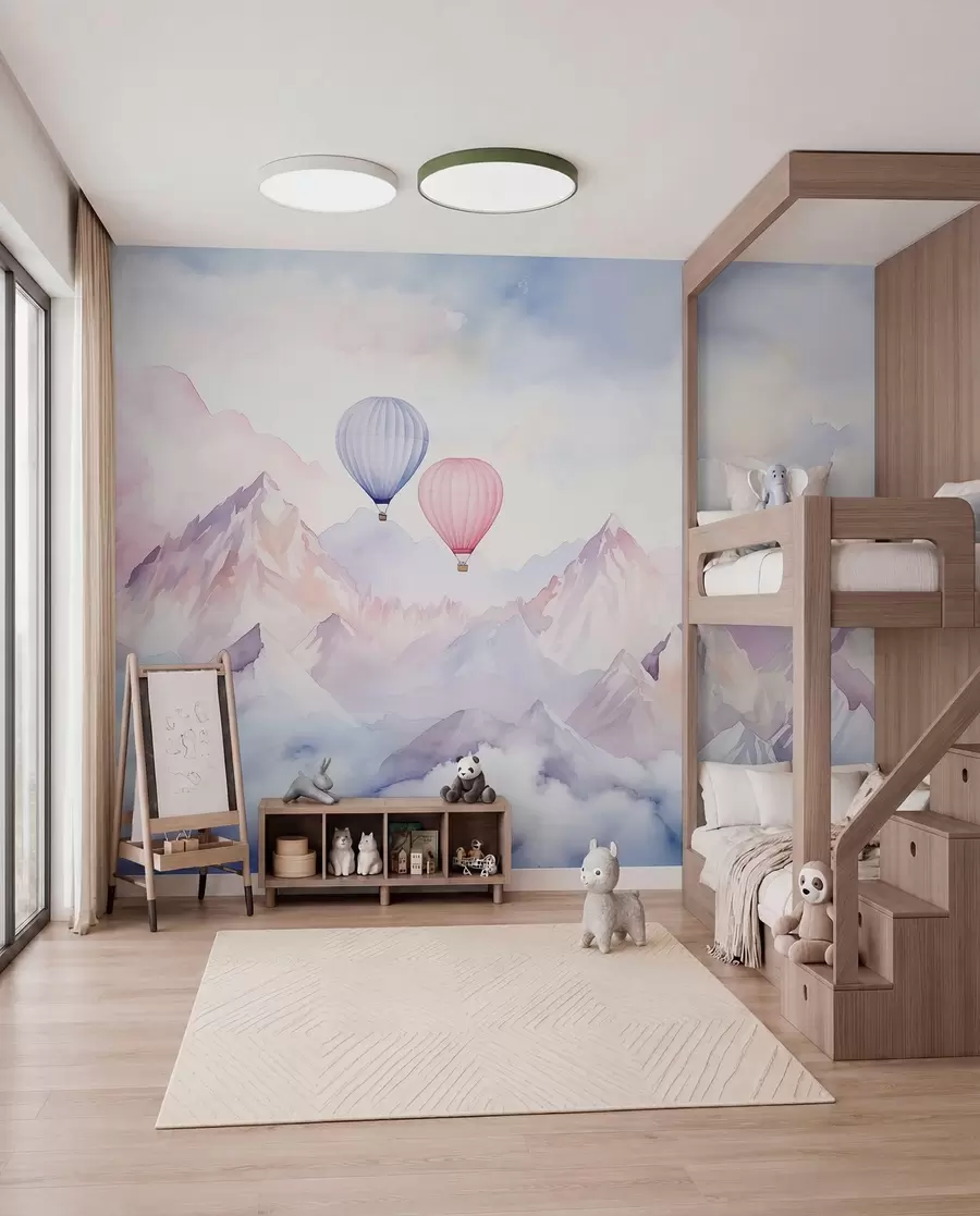 murales de pared Globos sobre cumbres rosas w01786