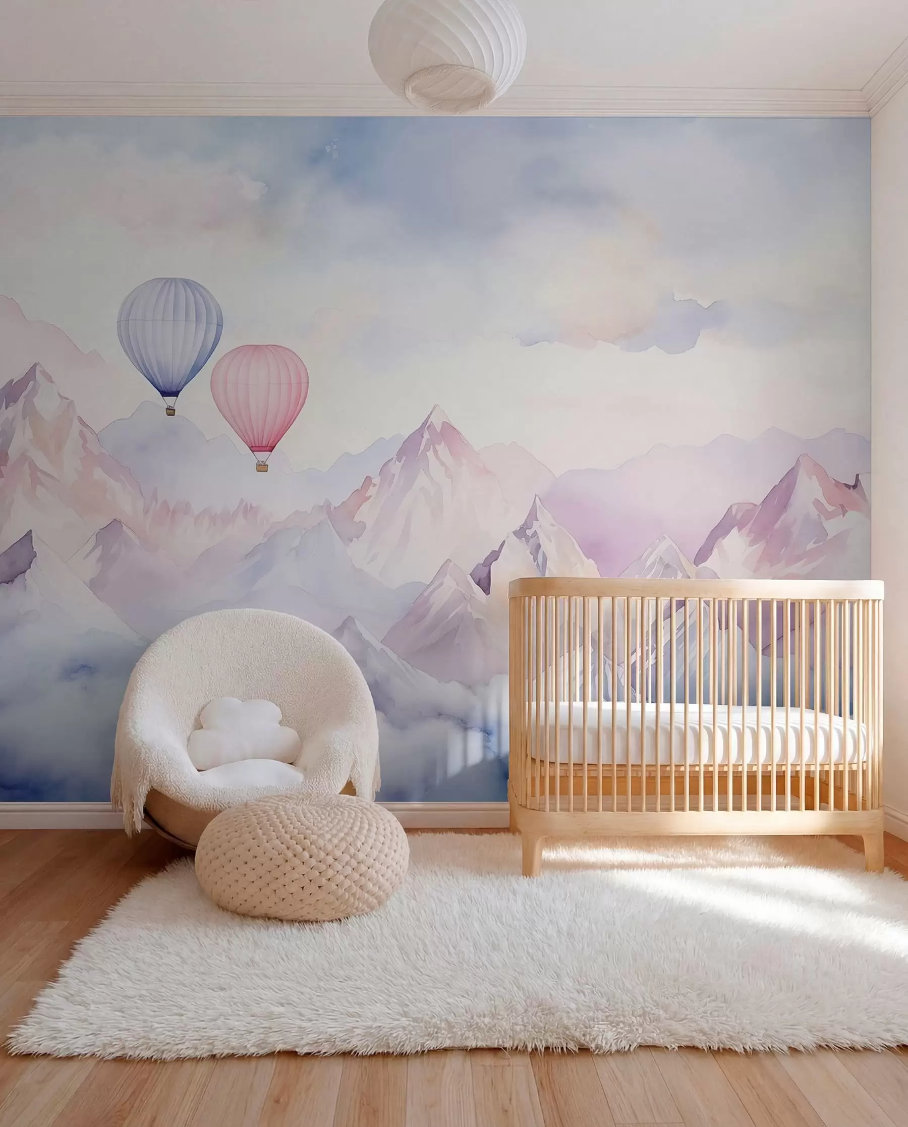 murales de pared Globos sobre cumbres rosas w01786