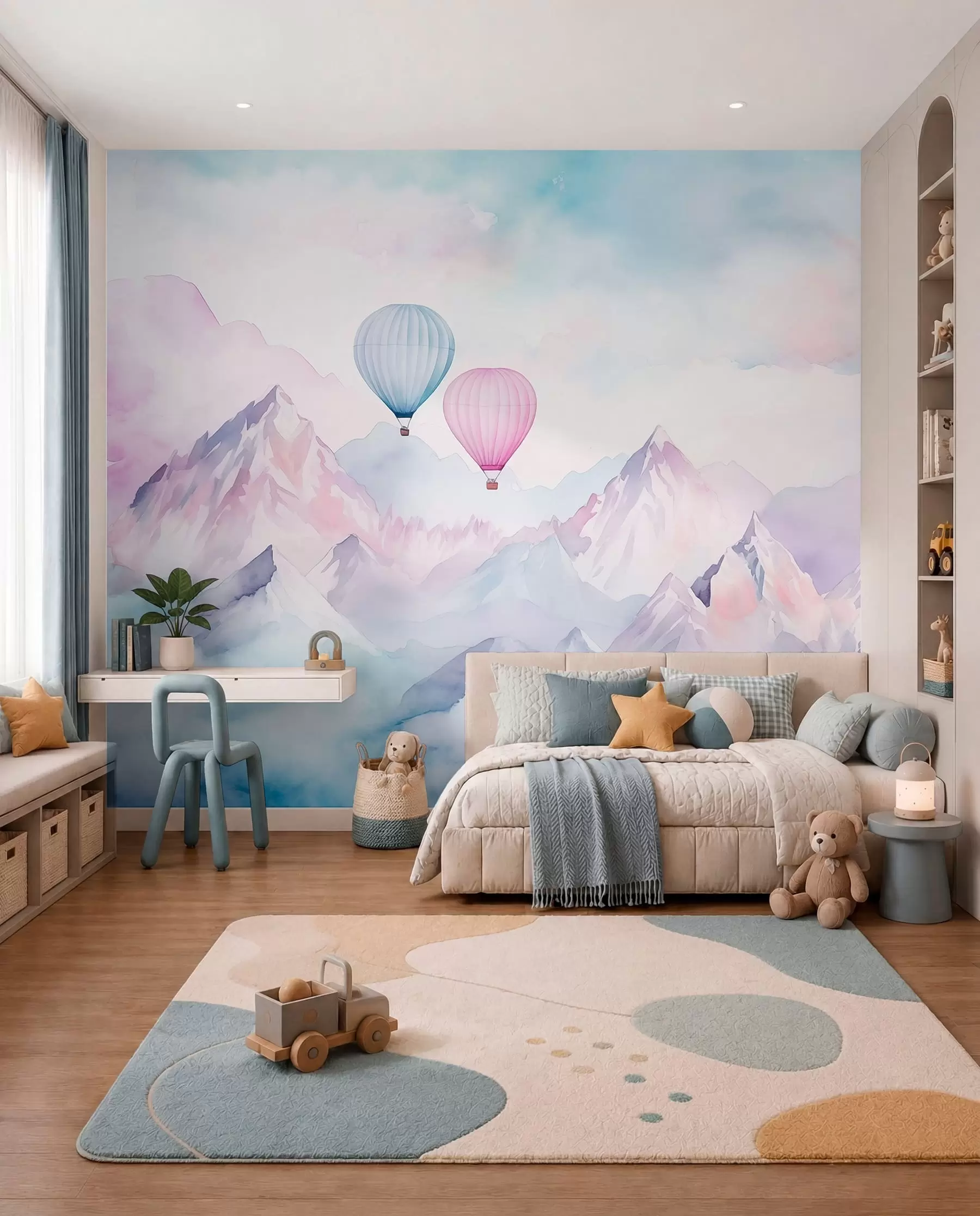 murales de pared Globos sobre cumbres azules w01786v1