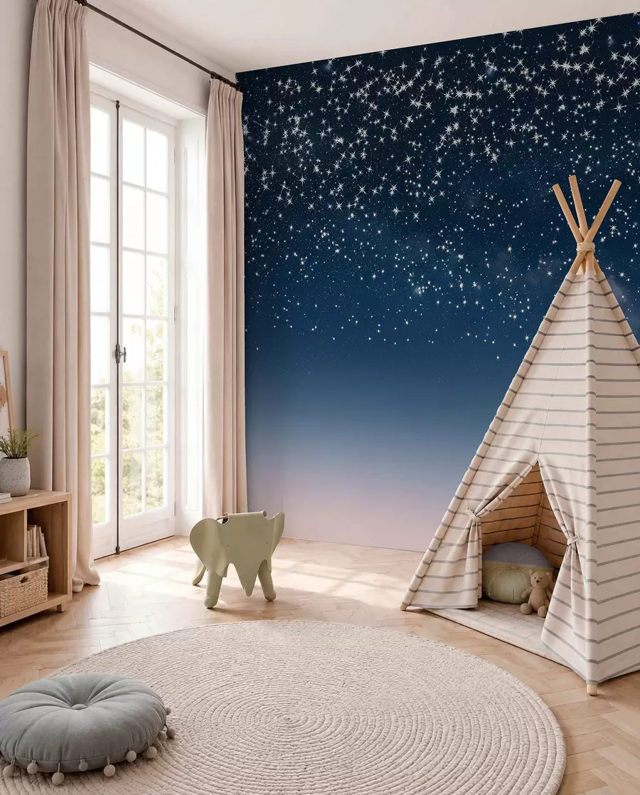 murales de pared Lluvia de estrellas en azul w01797
