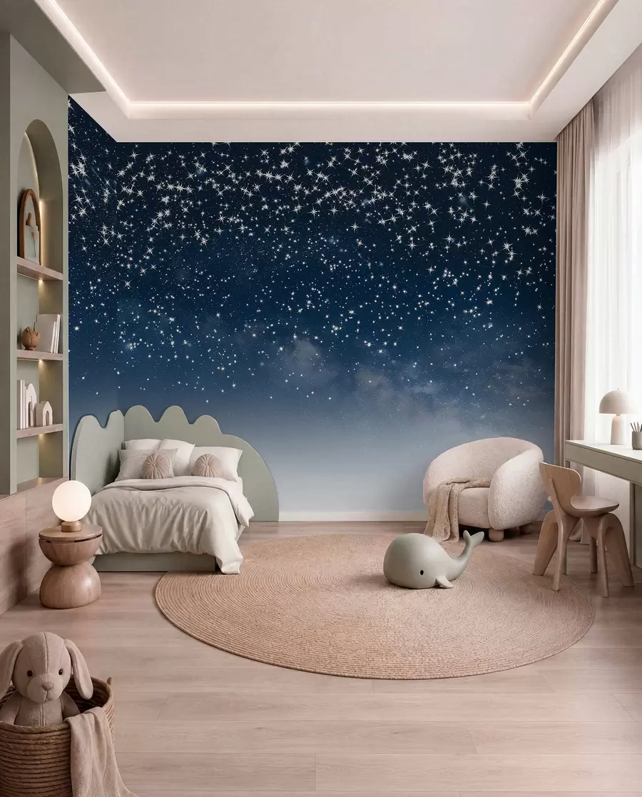 murales de pared Cielo nocturno estrellado, degradado suave, cósmico, constelaciones w01797v1