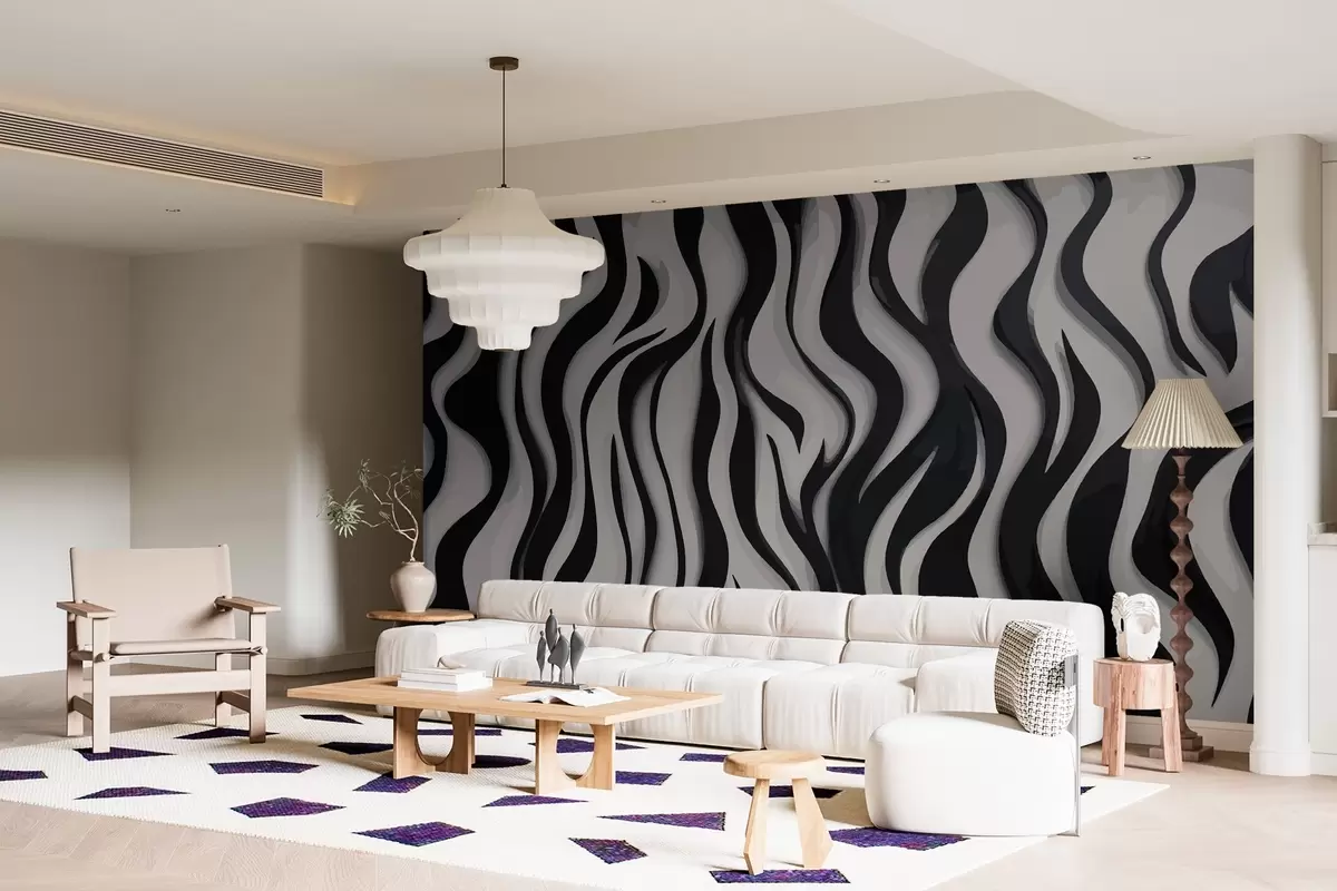 murales de pared Ondas negras w01838
