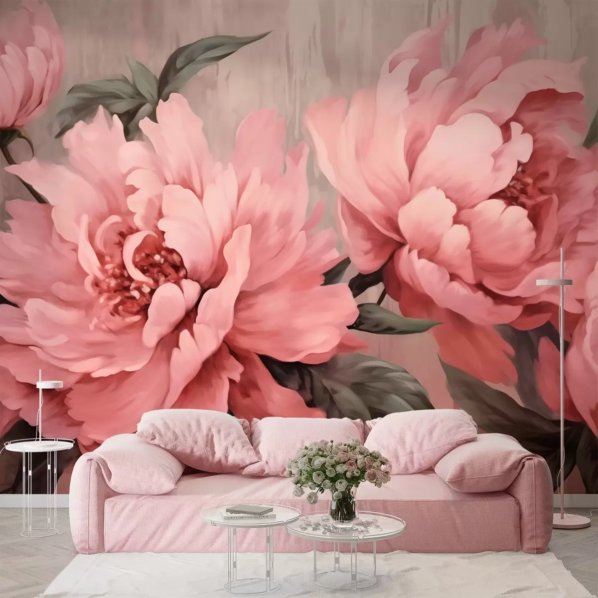 murales de pared peonías rosadas w01906