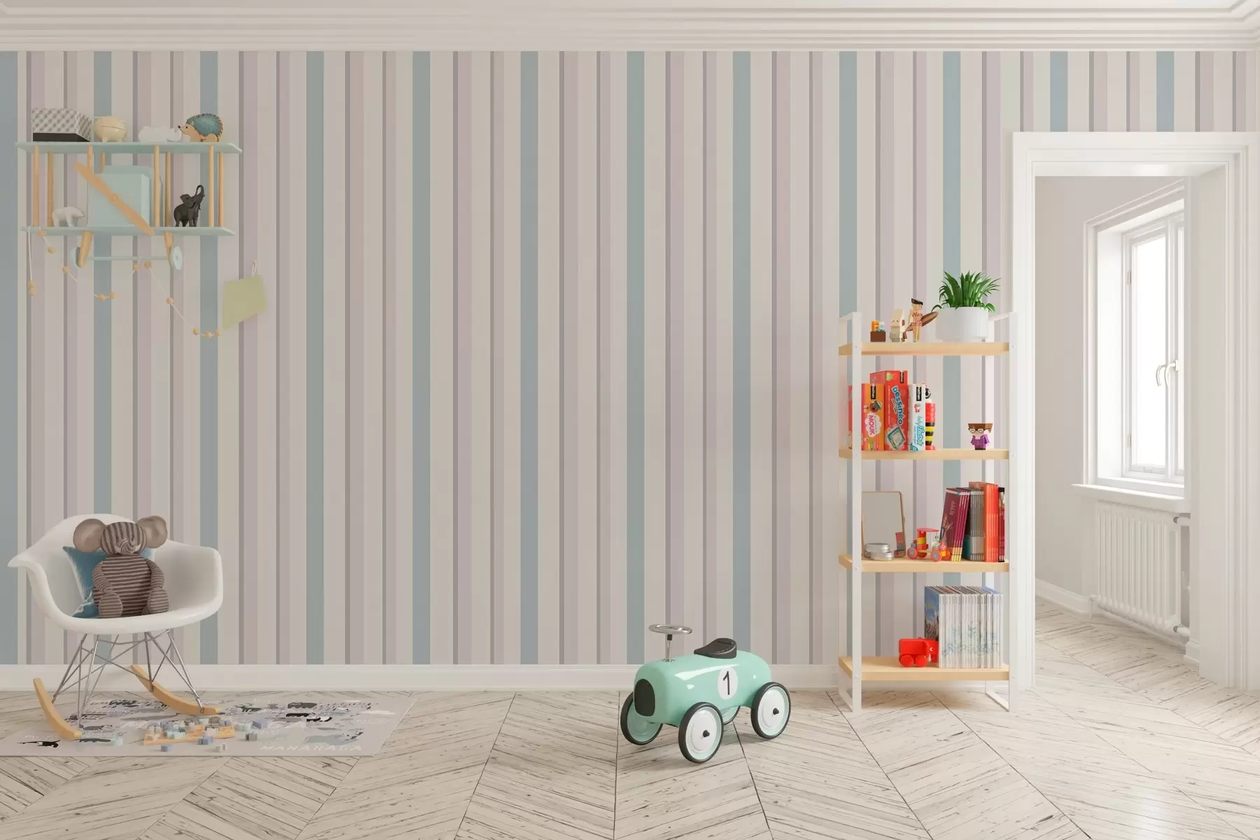 murales de pared Delicadas rayas de colores w01921