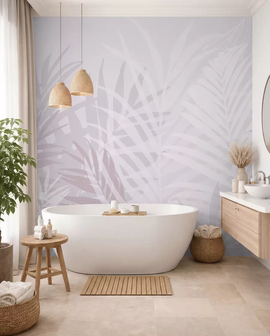 murales de pared Sombras de palmas en rosa w02026v4