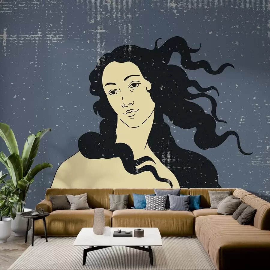 murales de pared Venus con textura retro sobre fondo azul w02054