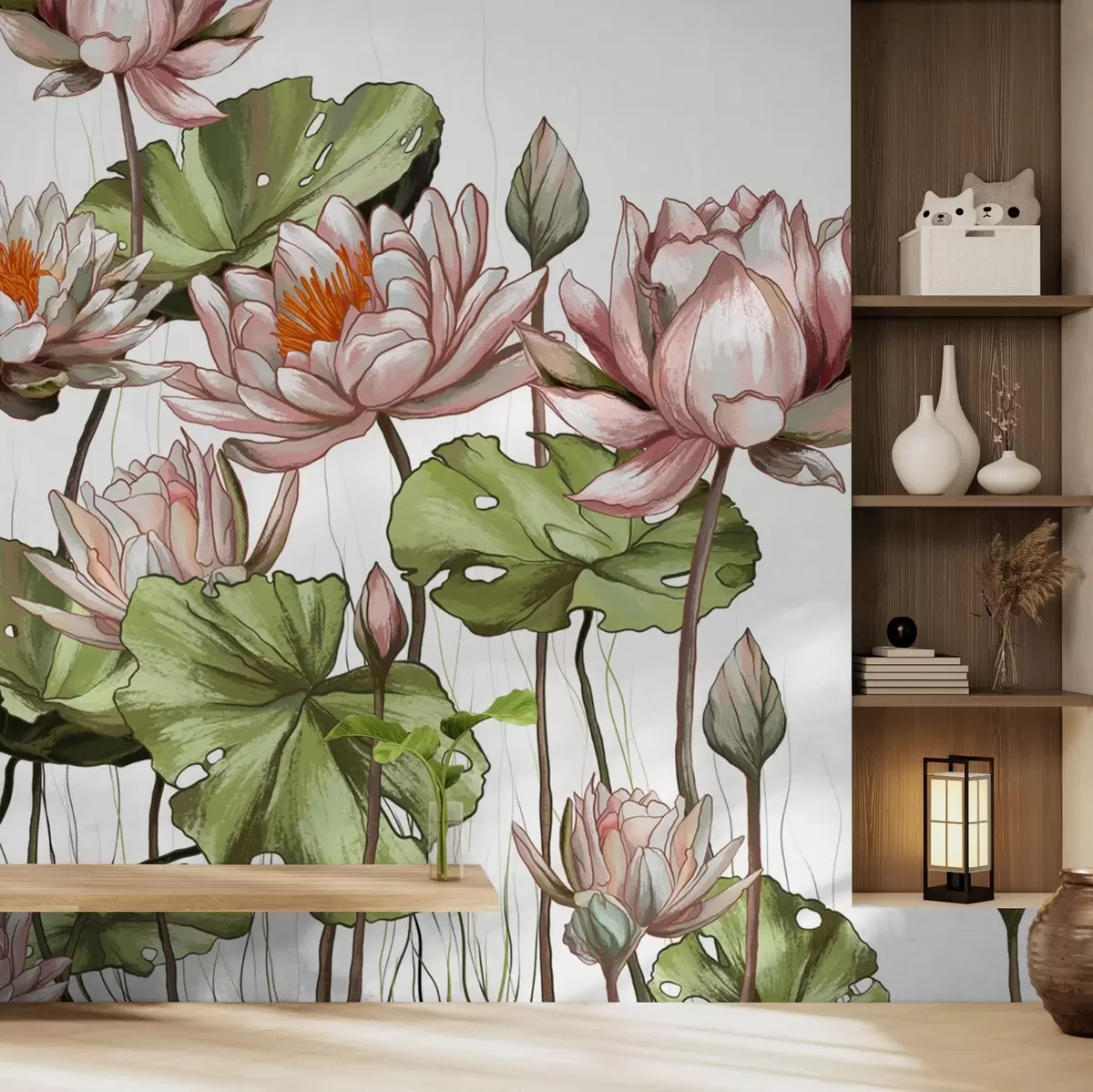 murales de pared Delicadas flores en serena elegancia u98923