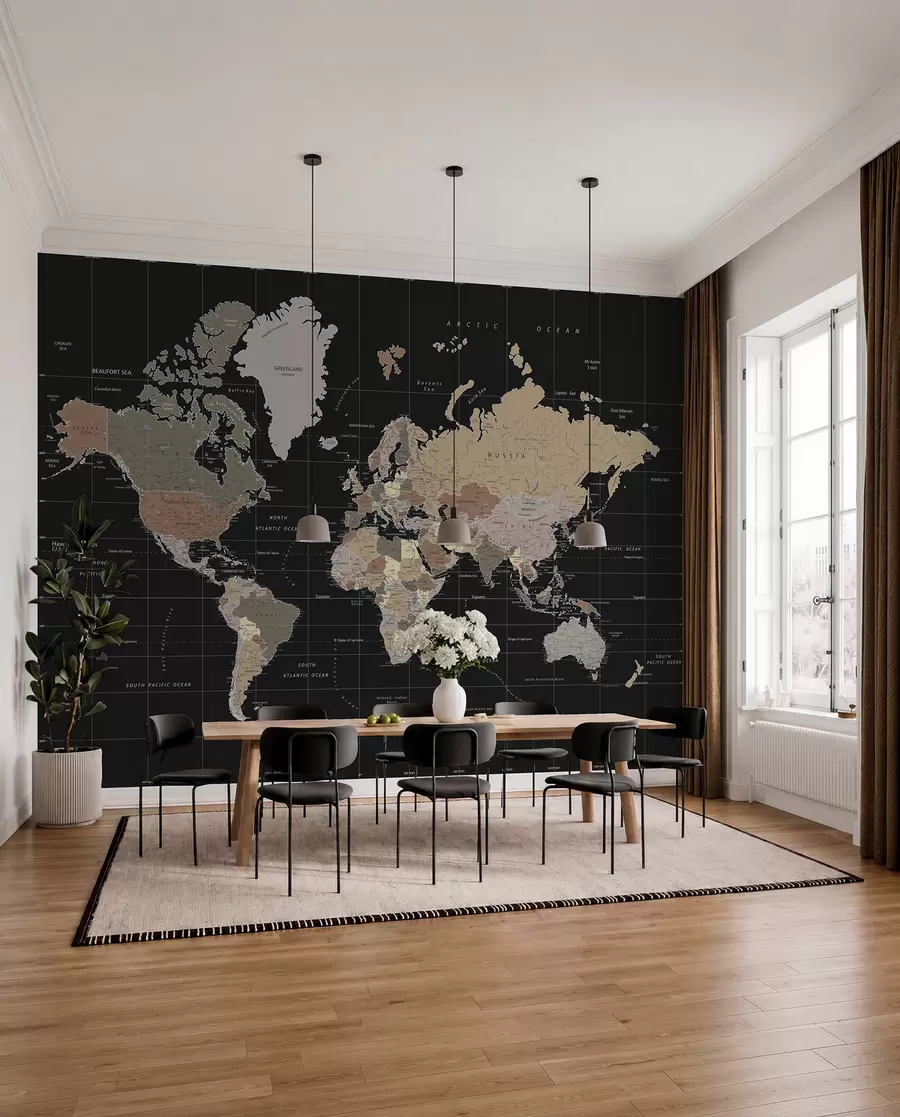 murales de pared Mapa del mundo con diversos países delineados u99477d1
