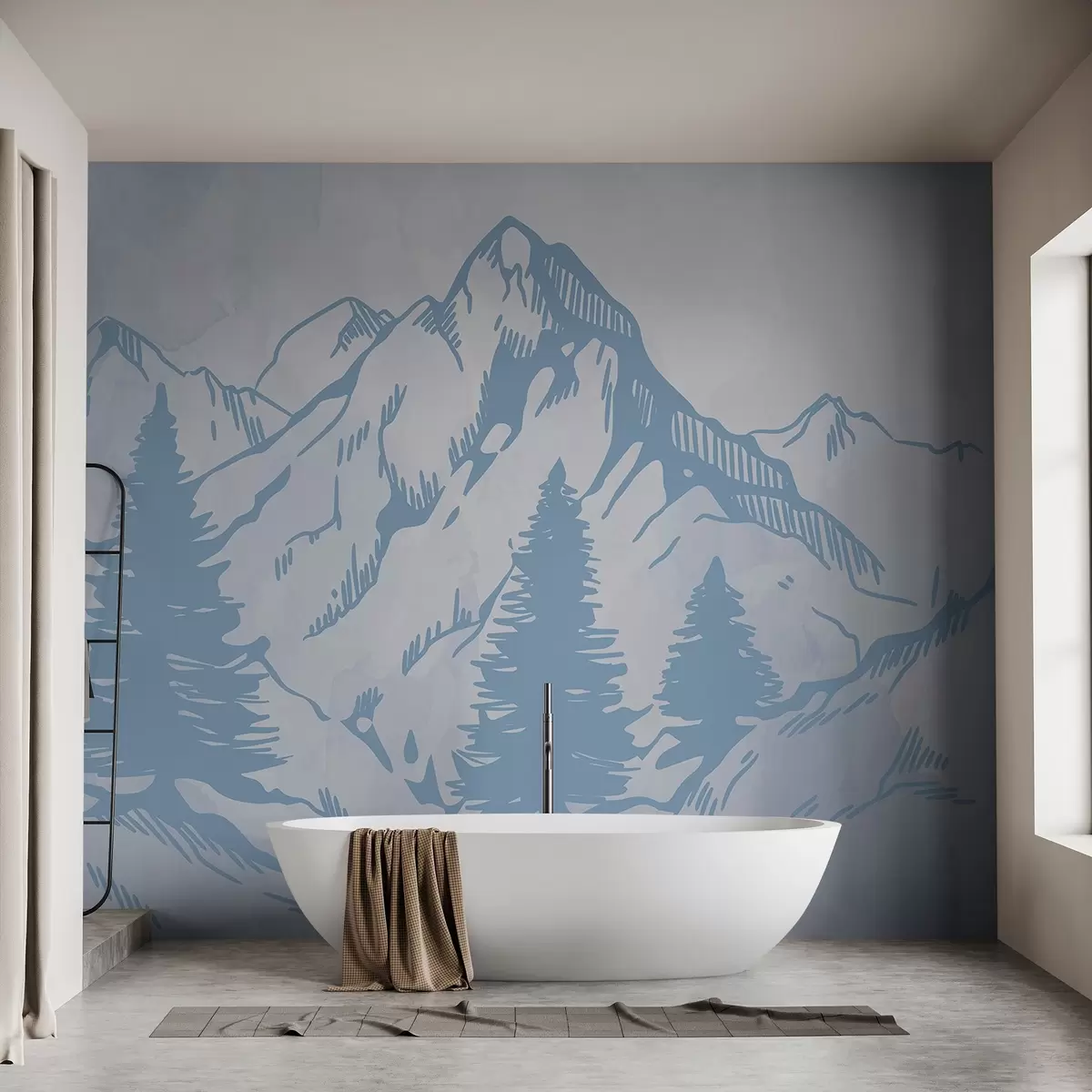 murales de pared Montañas serenas y árboles tranquilos w00665v2