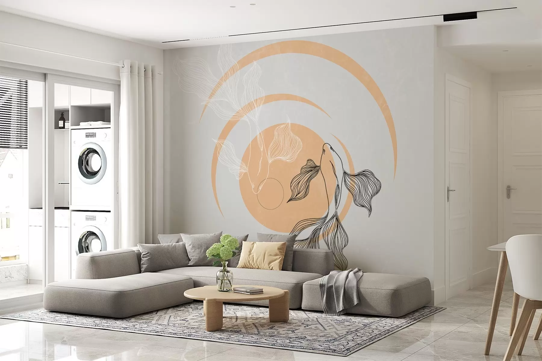 murales de pared Elegante pez koi en sereno movimiento w00823v2