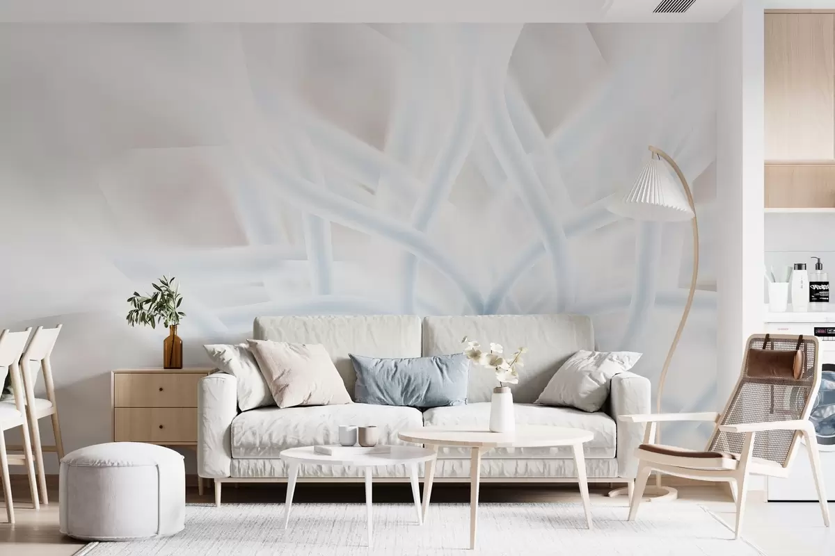 murales de pared Gran flor futurista en delicados y vaporosos colores pastel w02081