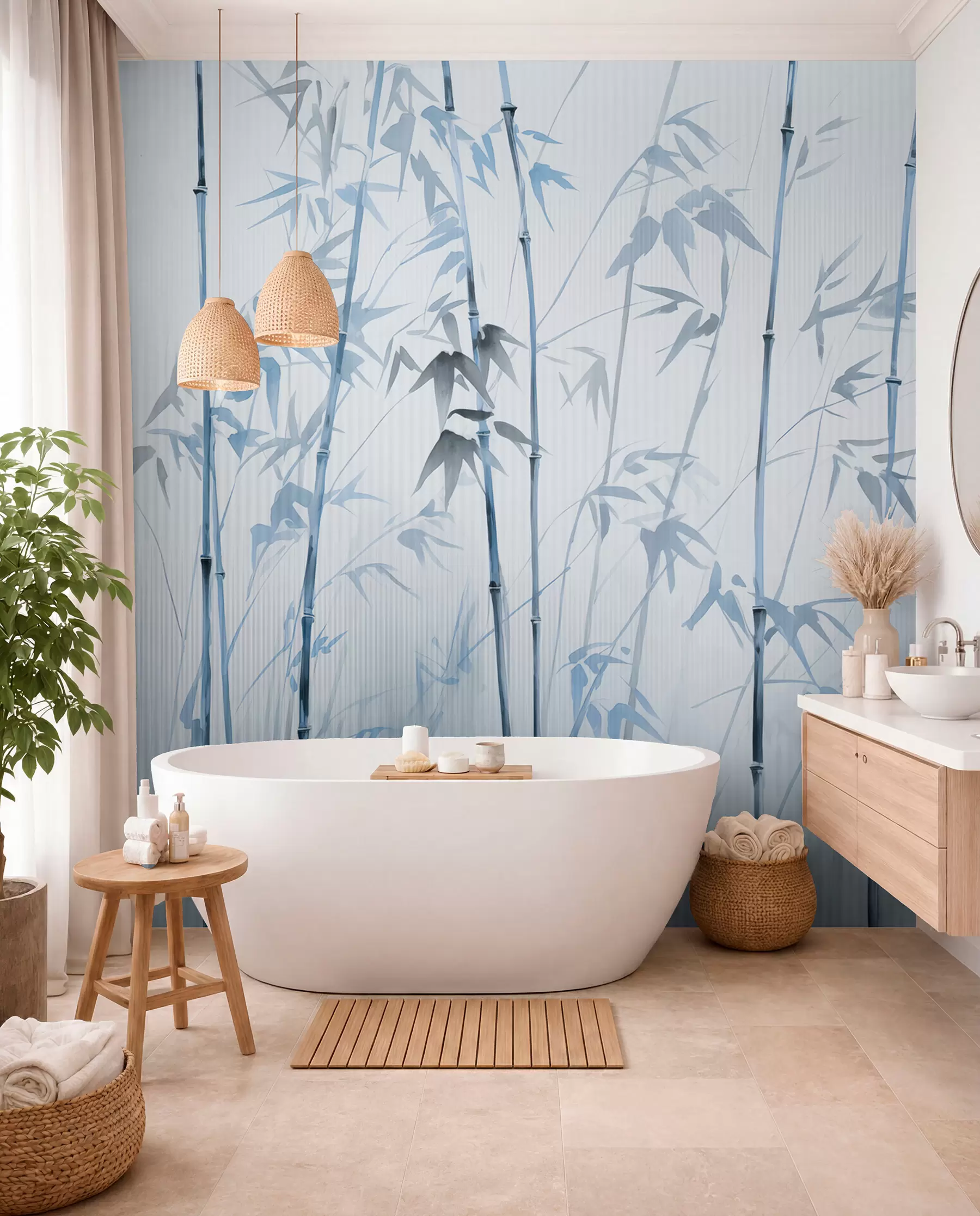 murales de pared Bambú acuarela w08390v1
