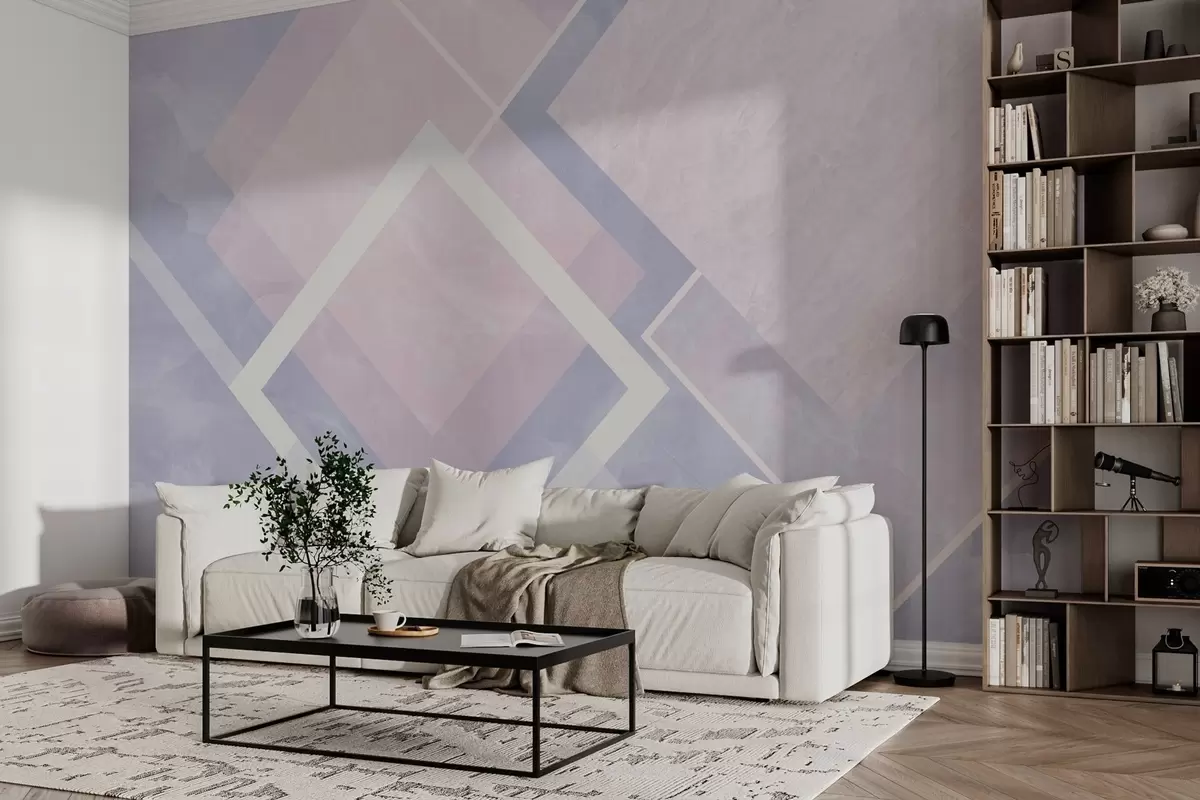 murales de pared Geometría en tonos rosas y azules w02062