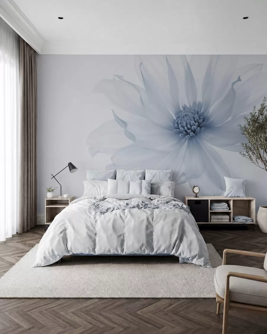 murales de pared Una flor en azul w02077