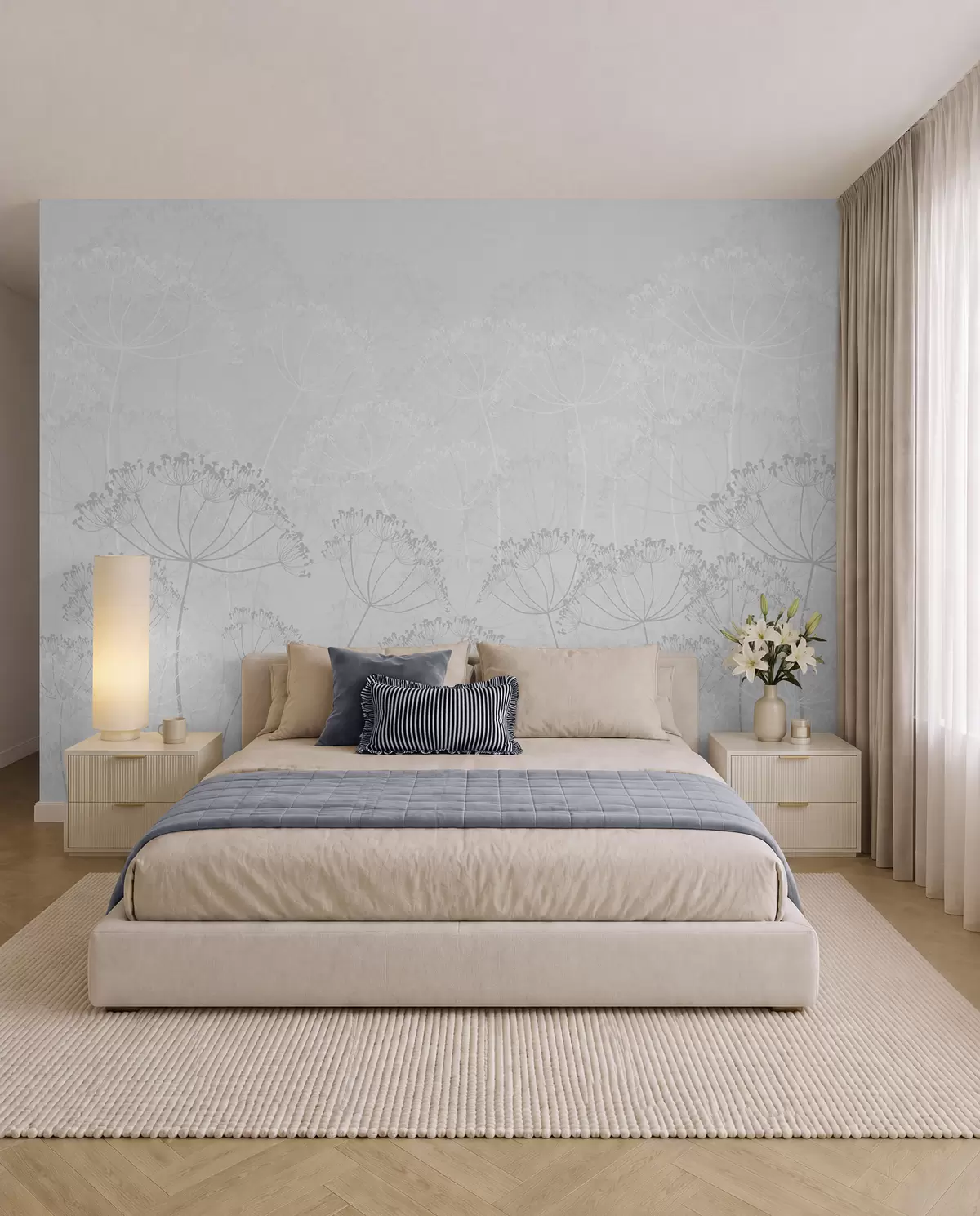 murales de pared Plantas frágiles minimalismo color gris w02105v2
