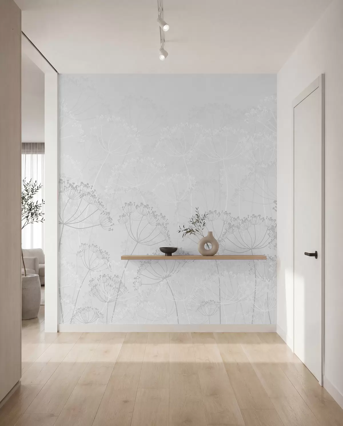 murales de pared Plantas frágiles minimalismo color gris w02105v2