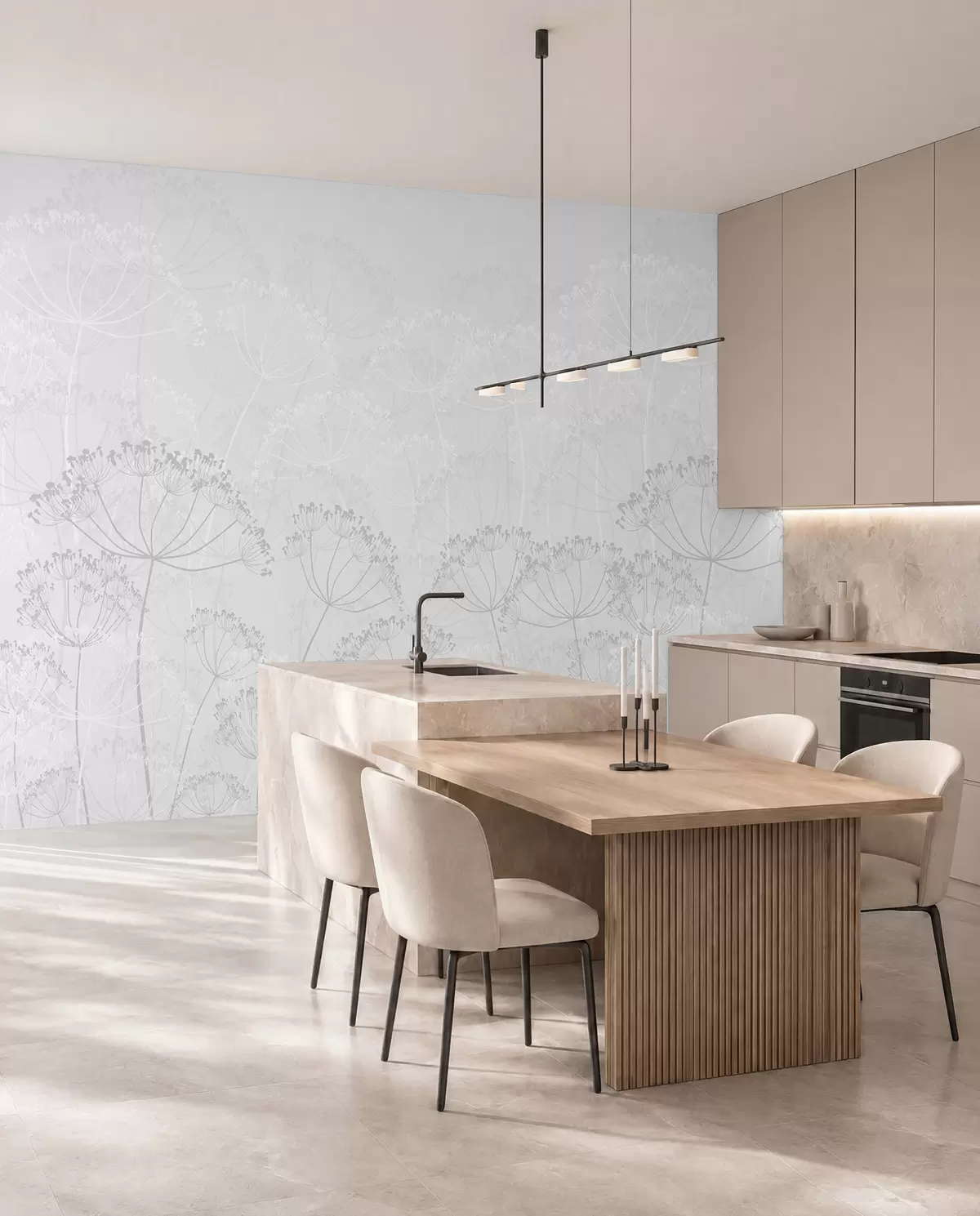 murales de pared Plantas frágiles minimalismo color gris w02105v2