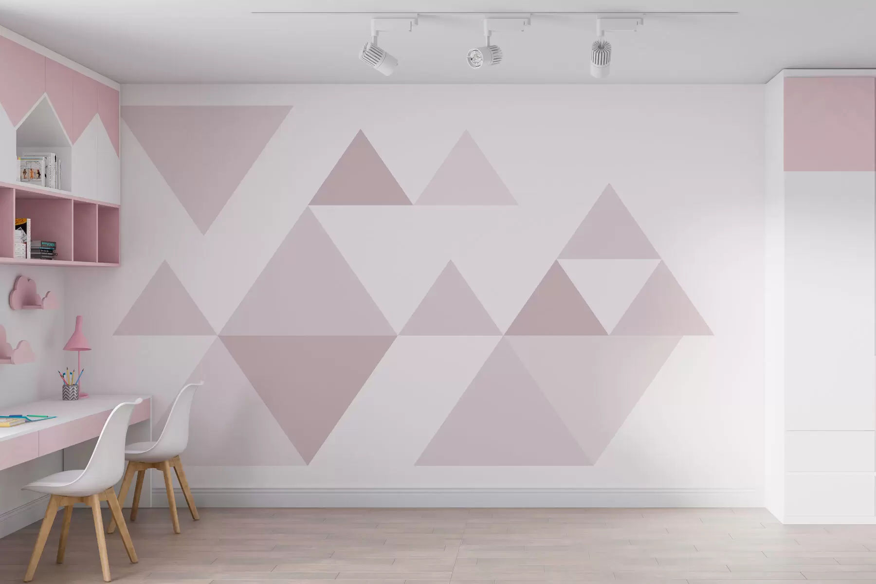 murales de pared Elegantes triángulos de color rosa w02107v4
