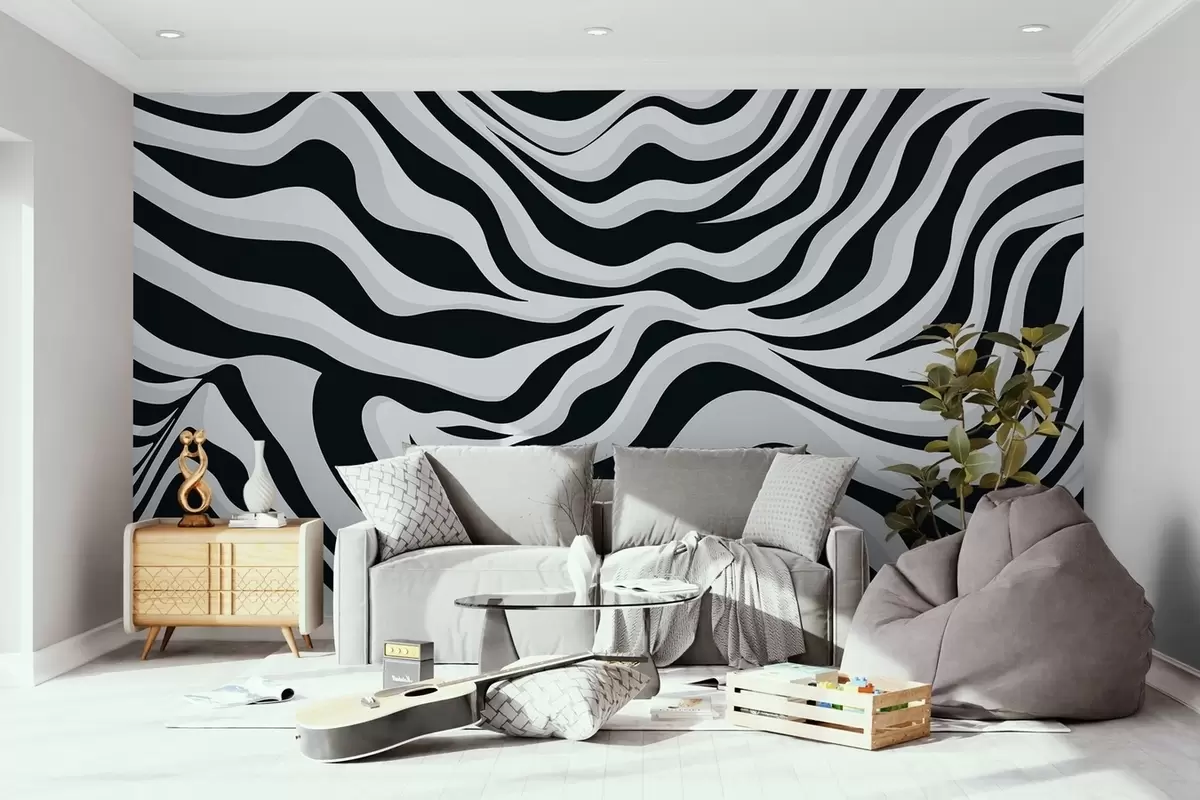 murales de pared Líneas onduladas de tres colores w02109
