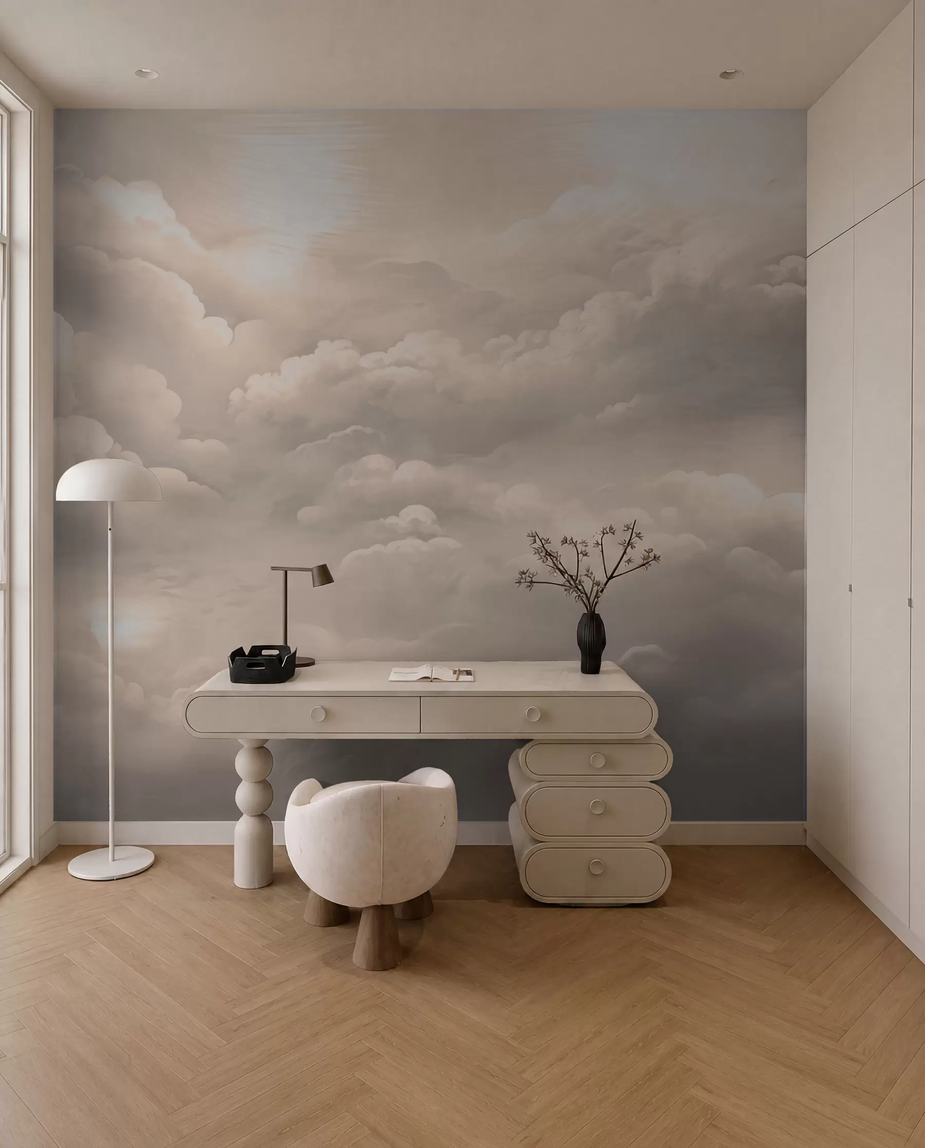 murales de pared Bóveda de nubes sepia w02189