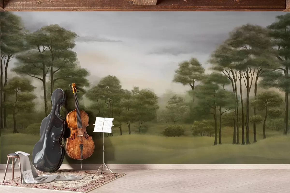 murales de pared Arboleda verde vintage w02193